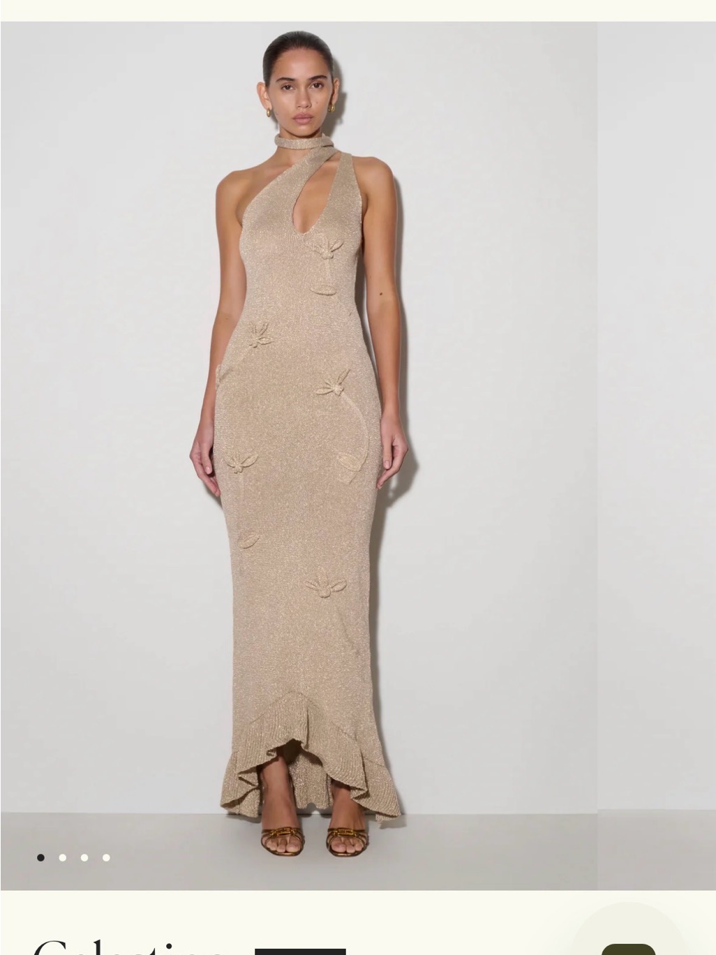 Meshki Floral Metallic Knit Maxi Dress - Gold